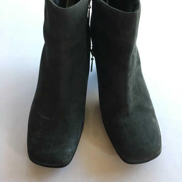 Timberland Grey suede ankle boots heeled‎ Womens Size 8M Square Toe Side Zipper - Picture 4 of 8